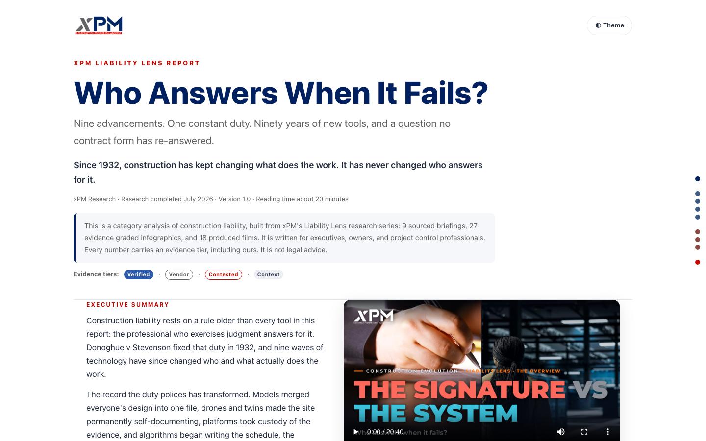 Liability lens report, Who Answers When It Fails